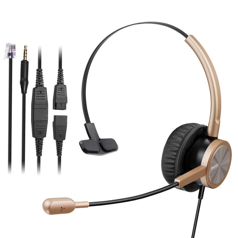 MAIRDI Telephone Headset with RJ9 for Cisco Phone Call Center Headset with Noise Cancelling Microphone with Extra 3.5mm Connector for Mobiles - Image 1